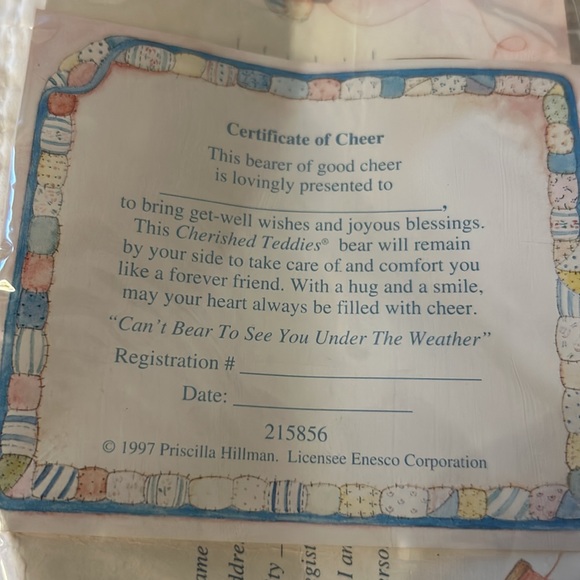 Cherished Teddies Collectible Figurine- Can’t Bear To See You Under The Weather” - Picture 7 of 8